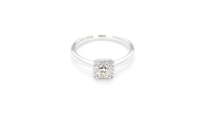 Canadian Rocks 1/2 ct. tw. Ideal Square Cut Diamond Halo Engagement Ring in 14K White Gold front view