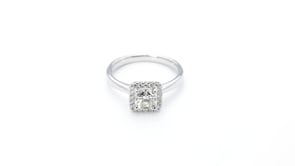 Canadian Rocks 1-1/6 ct. tw. Ideal Square Cut Diamond Halo Engagement Ring in 14K White Gold full view