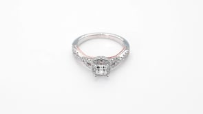 Designed With Love 3/8 ct. tw. Diamond Halo Twist Princess Cut Semi-Mount Engagement Ring in 14K White & Pink side profile