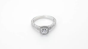 Designed With Love 1/5 ct. tw. Diamond Halo Semi-Mount Engagement Ring with Filigree & Milgrain Band in 14K side profile