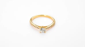 Timeless Collection 1/2 ct. Roun Brilliant Engagement Ring with 1/4 ct. Diamond Band in 14K Yellow Gold side profile