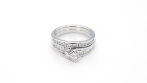 Natural 1 ct. tw. Princess Cut Wedding Set in 10K White Gold side profile