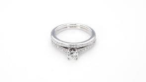 Noventa 1 ct. tw. Round Brilliant Classic Diamond Wedding Set in 14K White Gold side profile