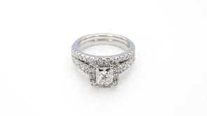 Noventa 2 ct. tw. Princess Cut Diamond Classic Halo Wedding Set in 14K White Gold full view