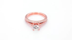 Noventa 1-1/2 ct. tw. Classic Round Brilliant Diamond Wedding Set in 14K Pink Gold side profile