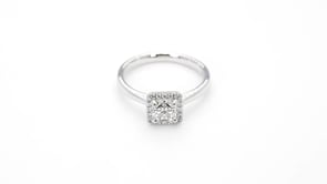 Canadian Rocks 9/10 ct. tw. Ideal Square Cut Diamond Halo Engagement Ring in 14K White Gold side profile