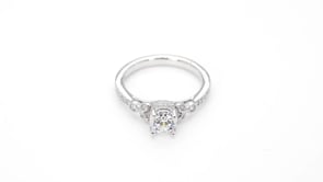 Designed With Love 1/3 ct. tw. Diamond Semi-Mount with Floral Band & Milgrain Detailing in 14K White Gold close-up detail