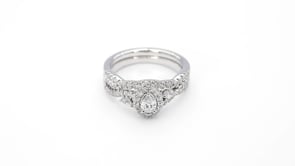 True Promise 3/4 ct. tw. Pear & Marquise Diamond Halo Twist Wedding Set in 10K White Gold front view