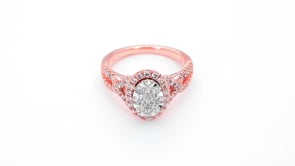 Fairytale Diamonds 1 ct. tw Oval Shaped Cluster Diamond Halo Engagement Ring in 14K Pink Gold front view