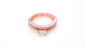 Noventa 1 ct. tw. Round Brilliant Classic Diamond Wedding Set in 14K Pink Gold side profile