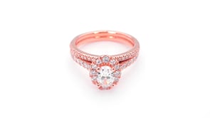 Amaura 1-5/8 ct. tw. Oval Diamond Halo Wedding Set in 14K Pink Gold close-up detail