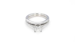 Noventa 1-1/2 ct. tw. Classic Princess Cut Noventa Diamond Wedding Set in 14K White Gold clasp detail
