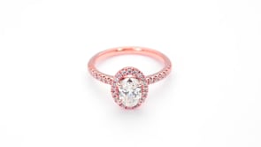 Natural 1-3/8 ct. tw. Oval Diamond Halo Engagement Ring in 14K Pink Gold front view