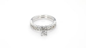 1/2 ct. Round Brilliant Diamond Wedding Set with 1/5 ct. Diamond Bezel & Prong-Set Band in 14K White Gold front view
