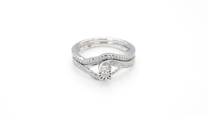 True Promise 1/4 ct. tw. Diamond Wedding Set with Miracle Plated Halo in 10K White Gold front view