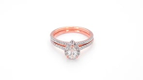Amaura Collection 1 ct. tw Pear Shaped Diamond Halo Engagement Ring in 14K Pink Gold front view