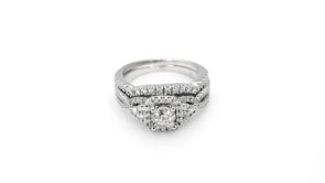 Amaura Collection 1/3 ct. Round Brilliant Halo Wedding Set with 9/10 ct. Diamond Band in 10K White Gold side profile