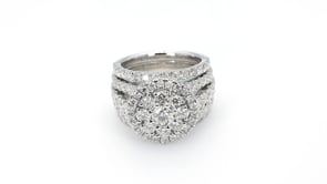 Fairytale Diamonds 4 ct. tw. Round Diamond Cluster Halo Wedding Set in 10K White Gold side profile