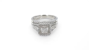 True Promise 1/2 ct. tw. Diamond Milgrain Halo Wedding Set in 10K White Gold full view