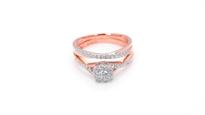 True Promise 1/2 ct. tw. Twist Band Wedding Set in 10K Pink and White gold side profile