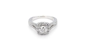 Adamante 1-1/2 ct. tw. Lab-Grown Round Brilliant Diamond Halo Split Shank Engagement Ring in 14K White Gold front view