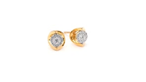 Fairytale Diamonds 1/10 ct. tw. Cluster Halo Stud Earrings in 10K Yellow Gold front view
