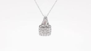 Fairytale Diamonds 1/2 ct. tw. Cushion Cluster Halo Diamond Pendant in 10K White Gold front view