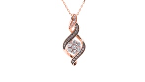 Mocha Collection 1/2 ct. tw. Round Mocha & White Diamond Cluster Twist Fashion Pendant in 10K Pink Gold front view