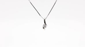 Sirena Round Diamond Accent Swirl Pendant in 10K White Gold close-up detail