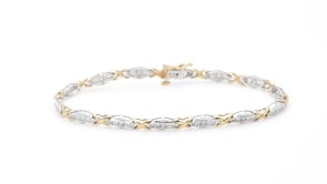 1 ct. tw. Round Channel-Set Diamond Tennis Bracelet in 10K Two-Tone White & Yellow Gold front view