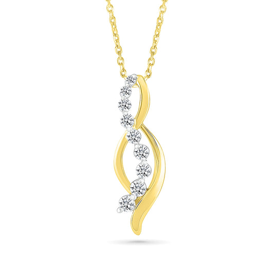 Journey Collection 1/4 ct. tw. Diamond Twist Pendant in 10K Yellow Gold