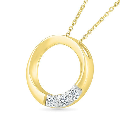 1/10 ct. tw. Diamond Circle Pendant in 10K Yellow Gold front view