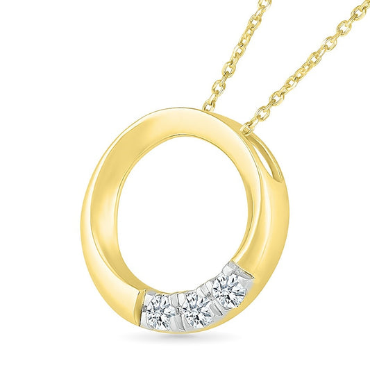 1/10 ct. tw. Diamond Circle Pendant in 10K Yellow Gold front view