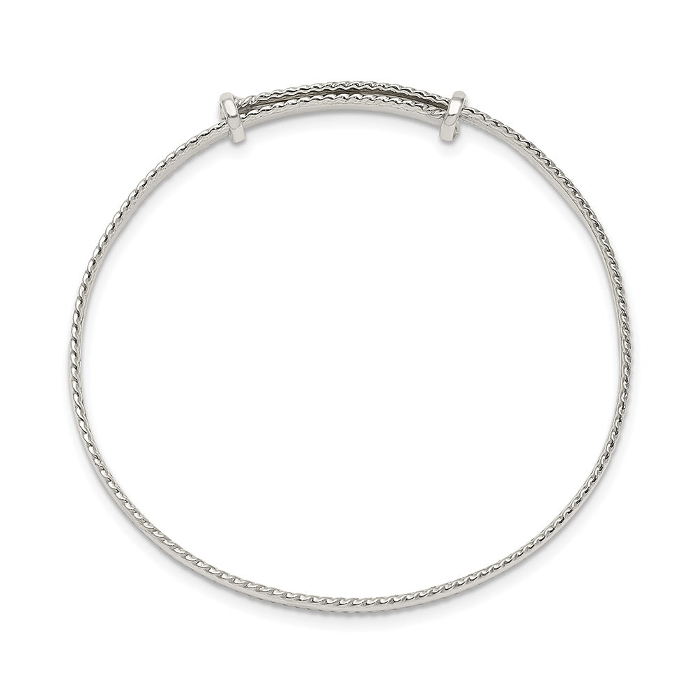 Children's Polished Milgrain Adjustable Bangle Bracelet in Sterling Silver front view