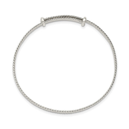 Children's Polished Milgrain Adjustable Bangle Bracelet in Sterling Silver front view