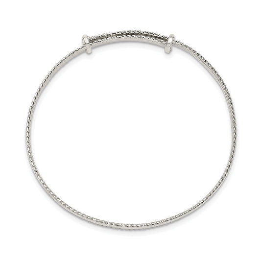 Children's Polished Milgrain Adjustable Bangle Bracelet in Sterling Silver front view