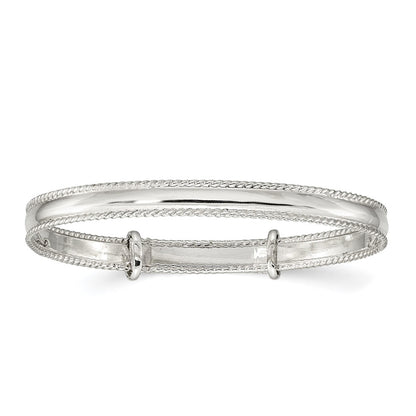 Children's Polished Milgrain Adjustable Bangle Bracelet in Sterling Silver