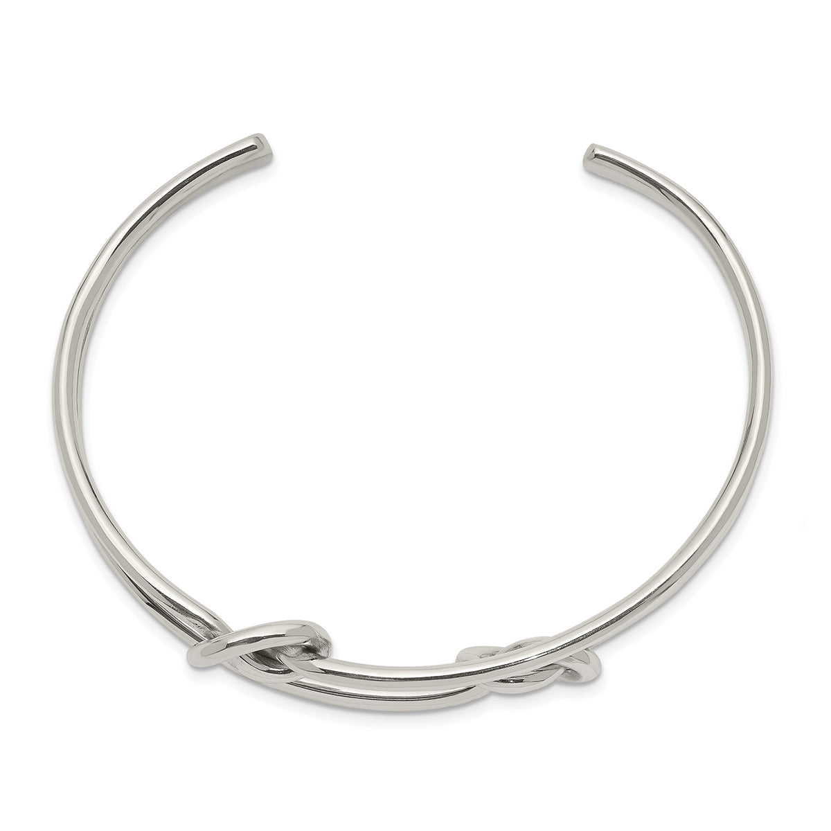 Double Knot Open Cuff Bracelet in Sterling Silver front view