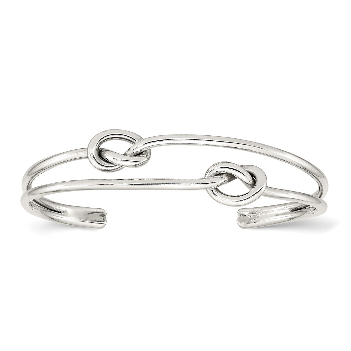 Double Knot Open Cuff Bracelet in Sterling Silver