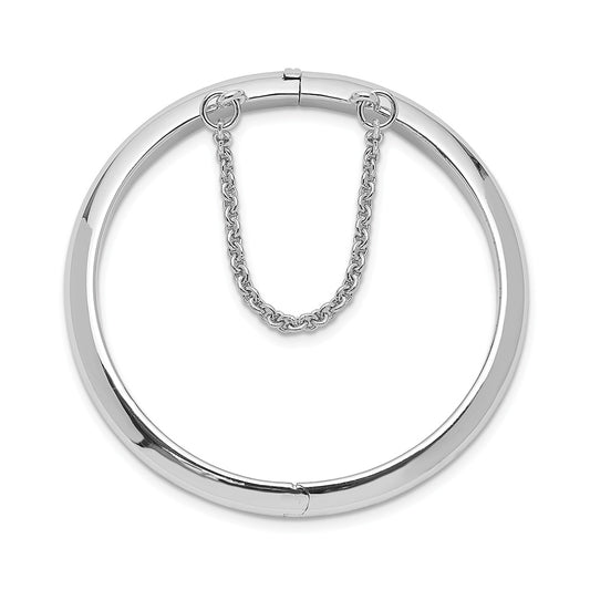 Children's Safety Hinged Bangle Bracelet in Rhodium Plated Sterling Silver front view