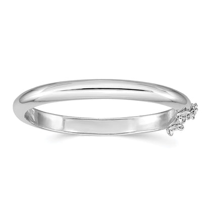 Children's Safety Hinged Bangle Bracelet in Rhodium Plated Sterling Silver