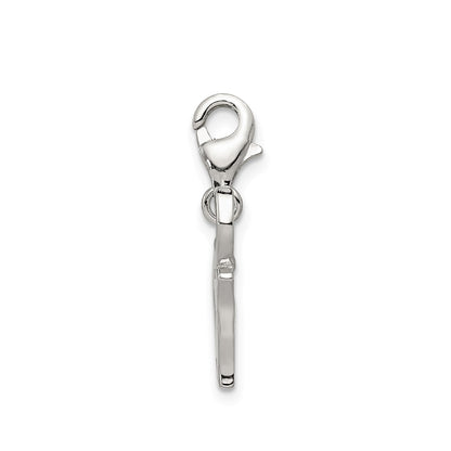 Children's Blue Enamel Elephant Charm in Rhodium Plated Sterling Silver front view