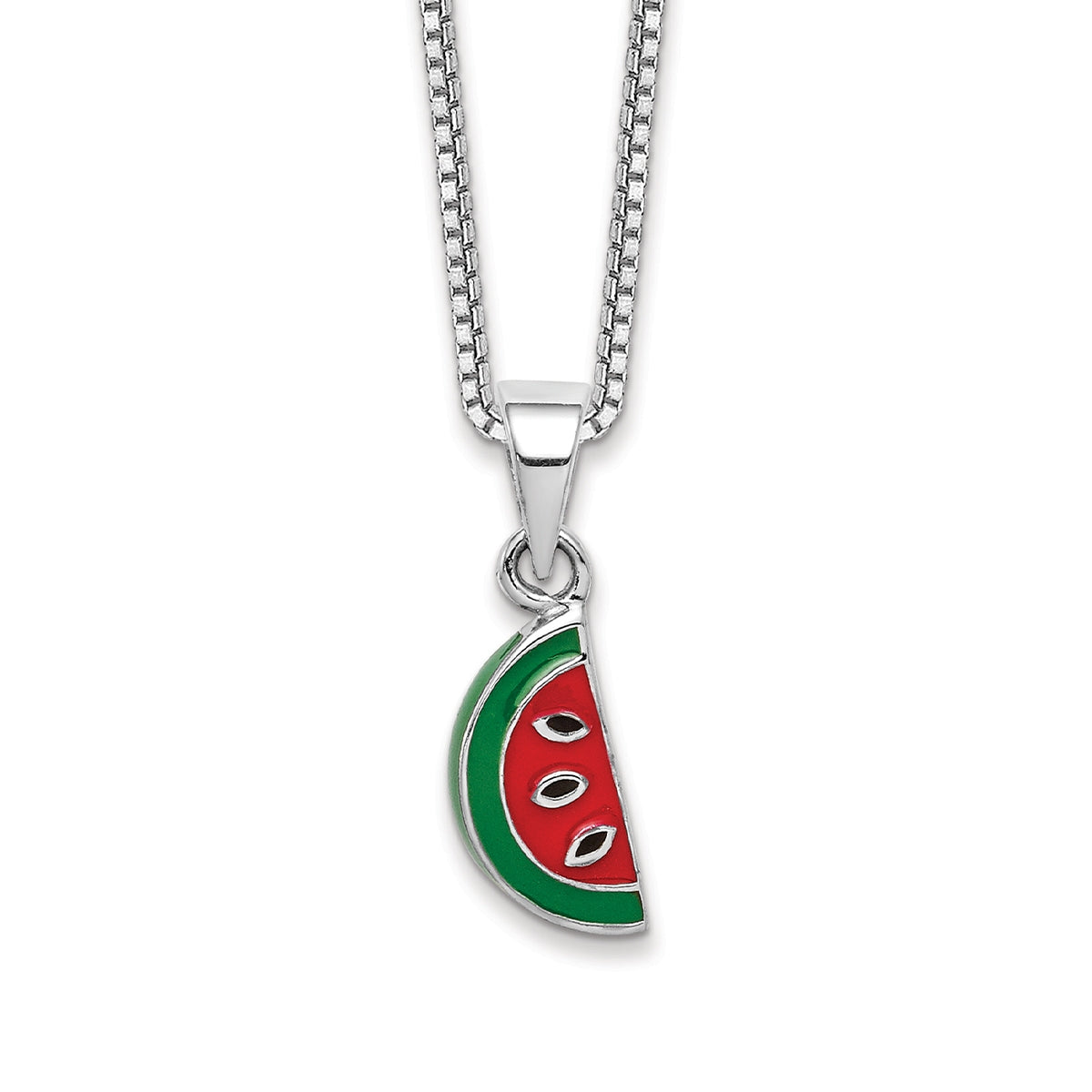 Children's Enamel Watermelon Pendant in Sterling Silver