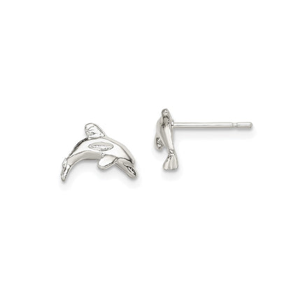 Children's Dolphin Stud Earrings in Sterling Silver
