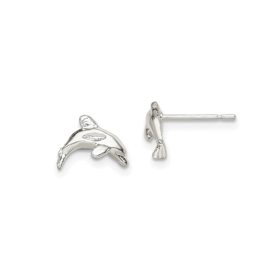 Children's Dolphin Stud Earrings in Sterling Silver