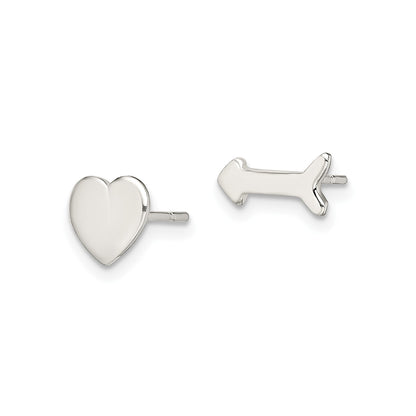 Heart & Arrow Earrings in Sterling Silver front view