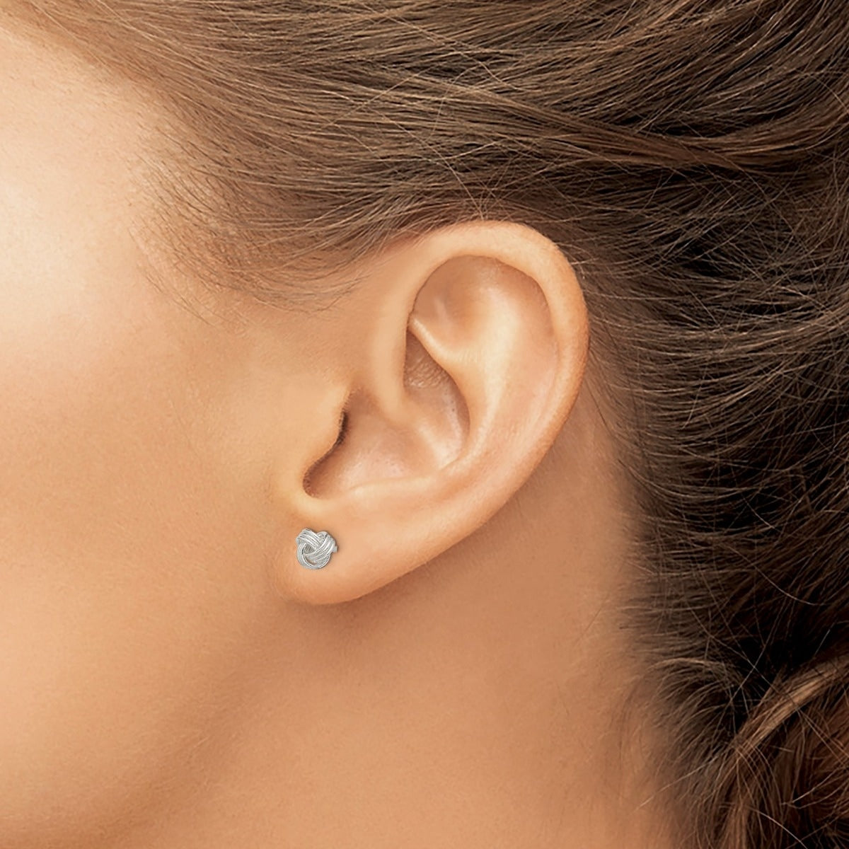 Knot Earrings in Sterling Silver close-up detail