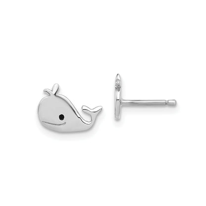 Children's Polished Whale Earrings in Sterling Silver