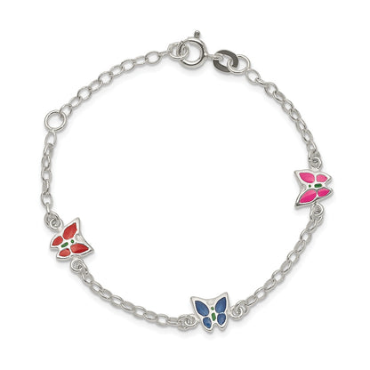 Children's Enamel Butterfly Bracelet in Sterling Silver
