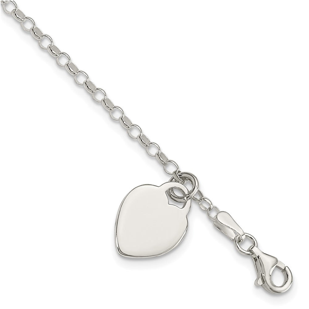 Children's Heart Bracelet in Sterling Silver close-up detail